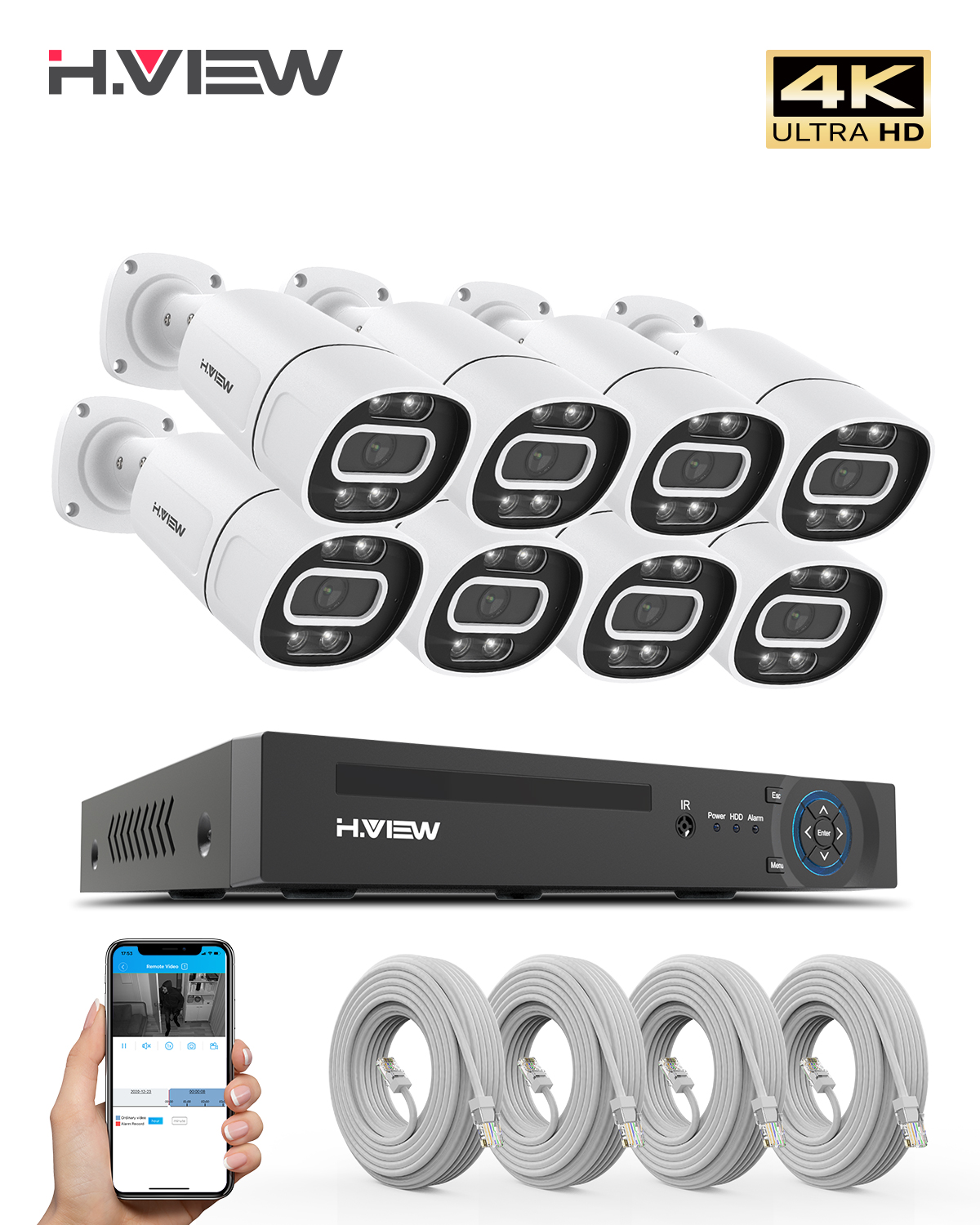 Home Security Ultimate - H.View 4K 5Mp 8Mp poe Cctv