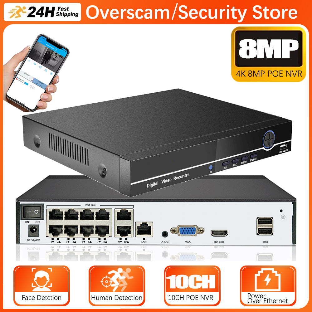 Home Security Video Recording Systems - 4K 8MP PoE NVR 10CH Xmeye