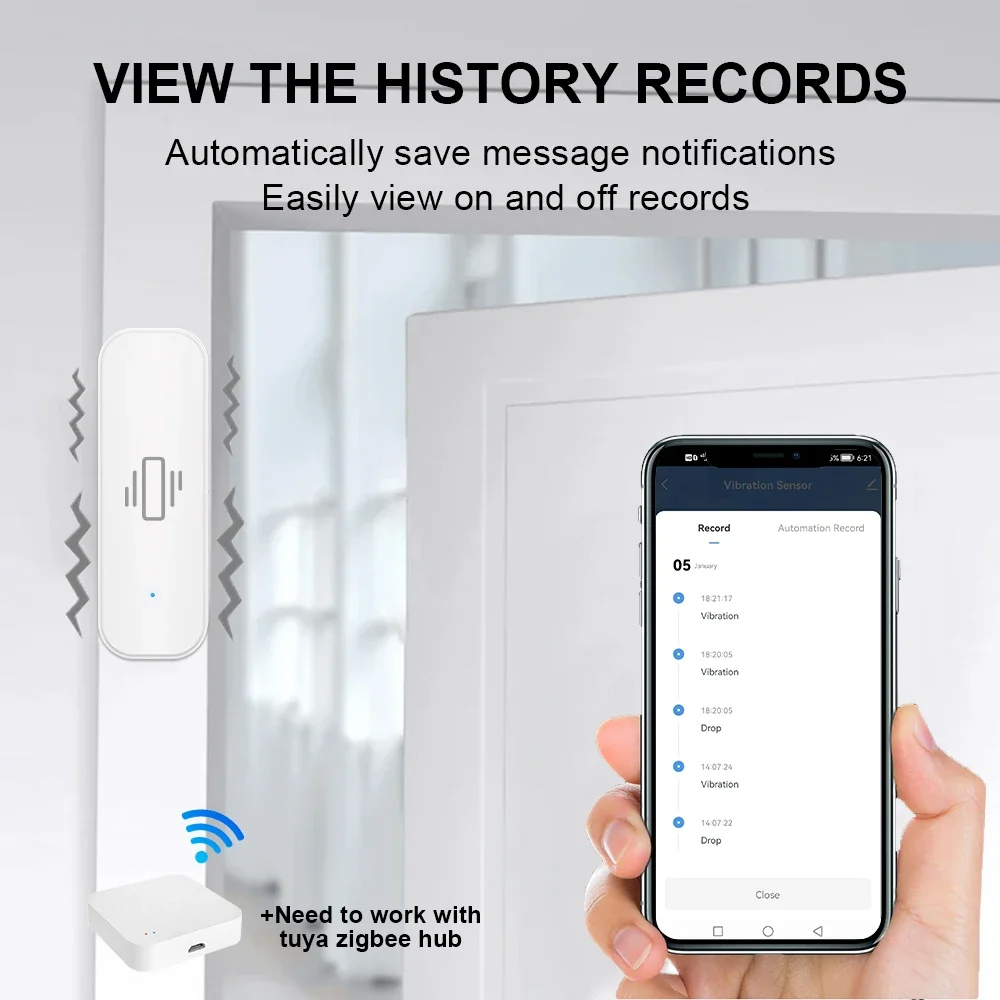 Smart ZigBee Vibration Sensor  - Home Security And Monitoring บทวิจารณ์และราคา