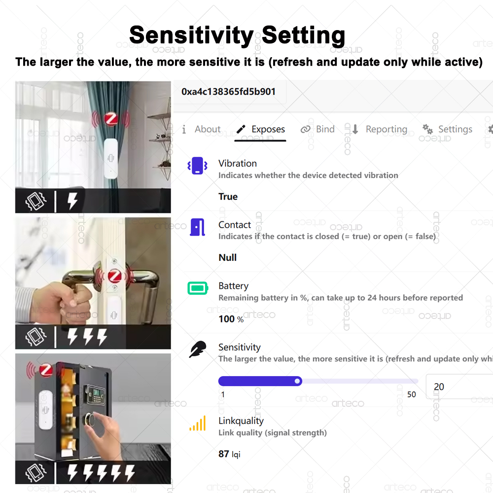 ZigBee Smart Vibration Sensor  - Home Security And Monitoring บทวิจารณ์และราคา