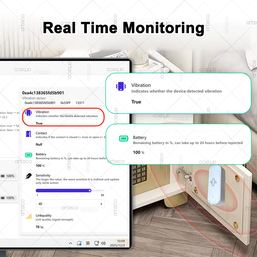 ZigBee Smart Vibration Sensor  - Home Security And Monitoring บทวิจารณ์และราคา