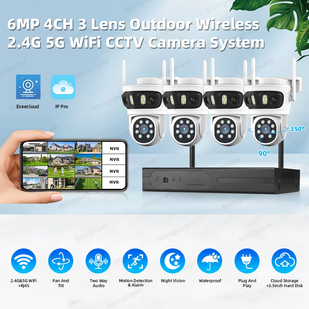 2026 Hongnaer 6MP 4CH 3 Lens 2 - Home Security Wireless บทวิจารณ์และราคา