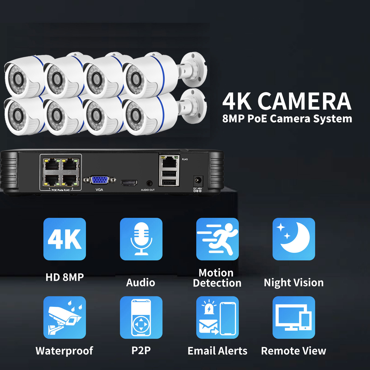 8MP 4K Ai Human Detection Secu - Home Security Video Recording Systems บทวิจารณ์และราคา