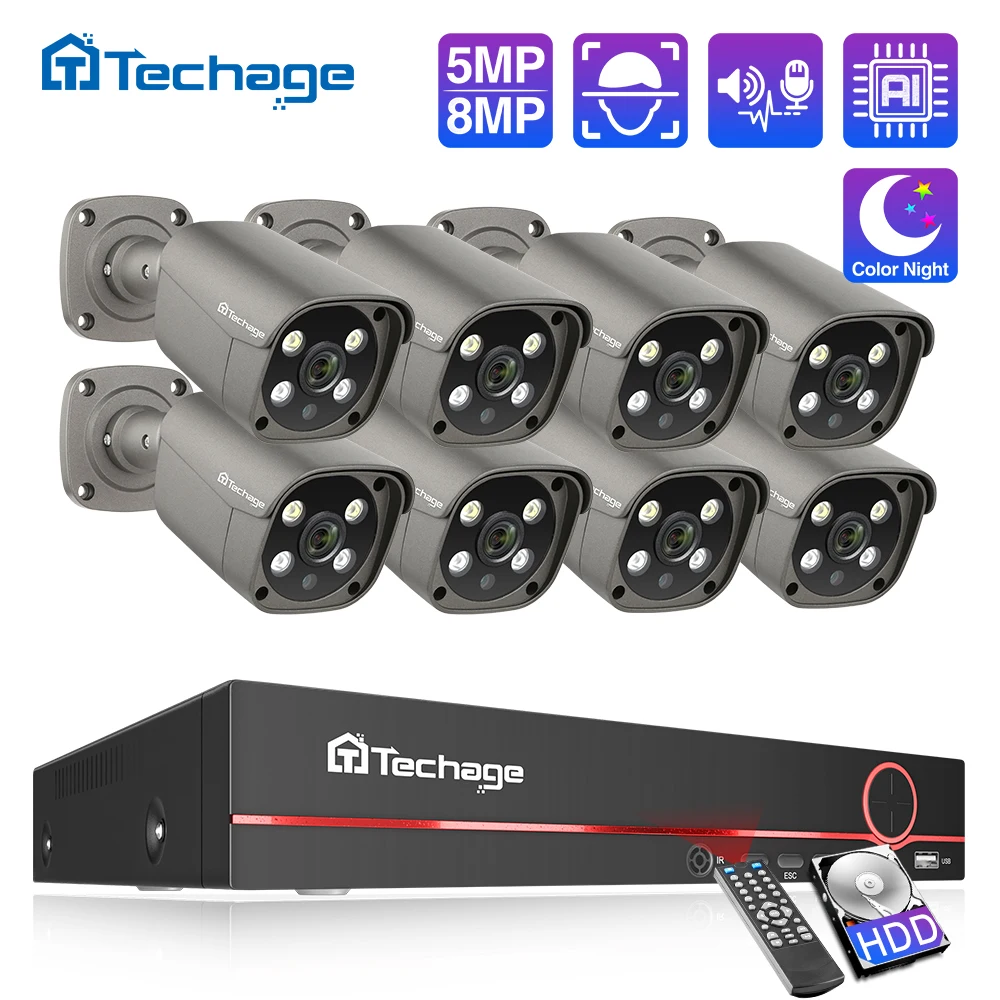 Techage 8CH 5MP 8MP Security C - Nvr Kit 8 Channel บทวิจารณ์และราคา