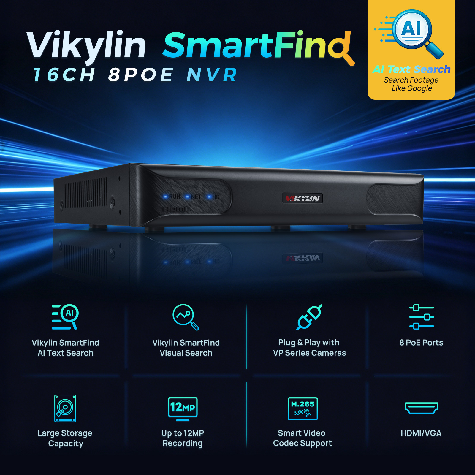 Vikylin 4K NVR 16CH 8POE Home  - Home Security Video Recording Systems บทวิจารณ์และราคา