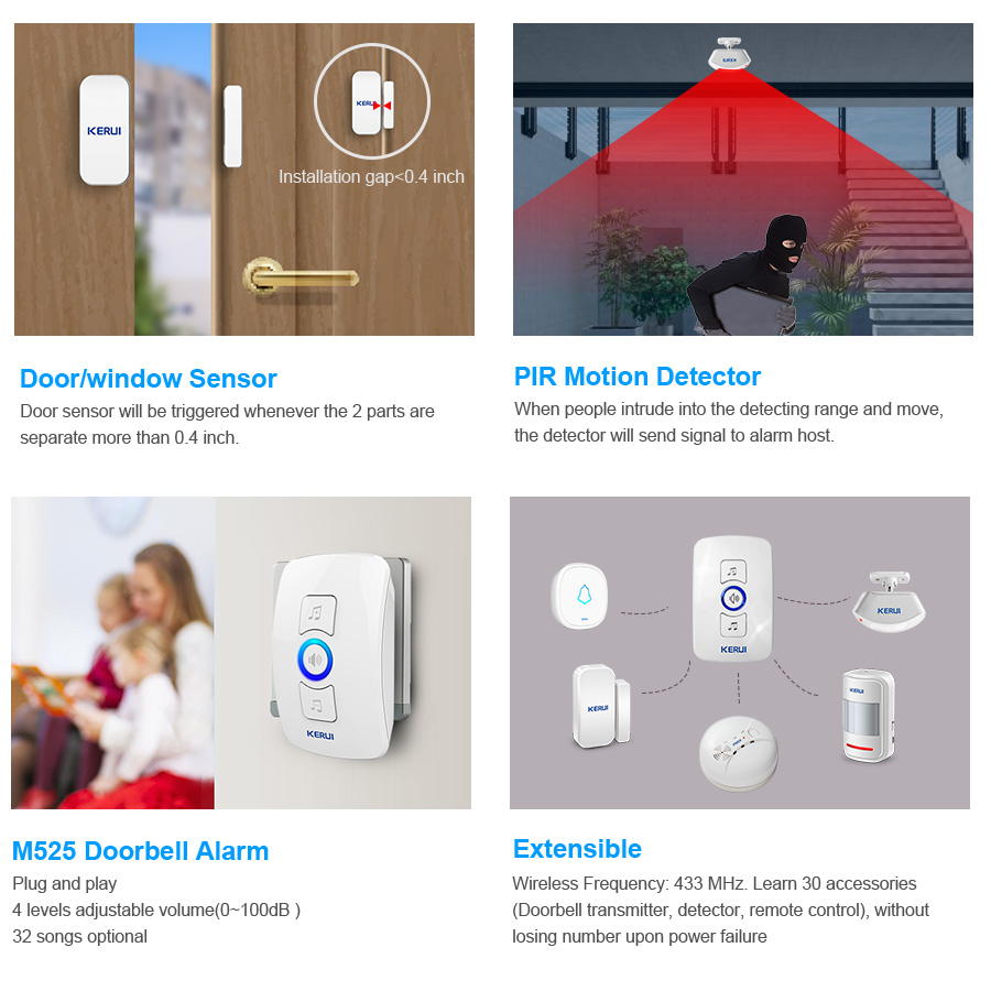 KERUI Wireless Doorbell Home S - Home Security Wireless บทวิจารณ์และราคา
