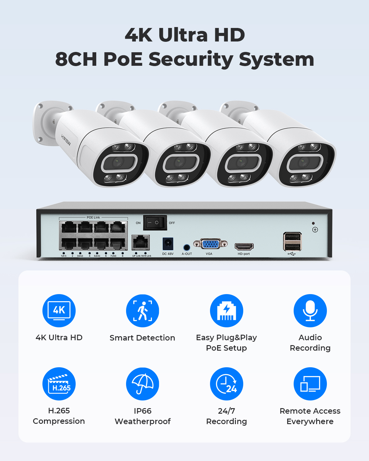 H.View 4K 5Mp 8Mp poe Cctv Sec - Home Security Ultimate บทวิจารณ์และราคา