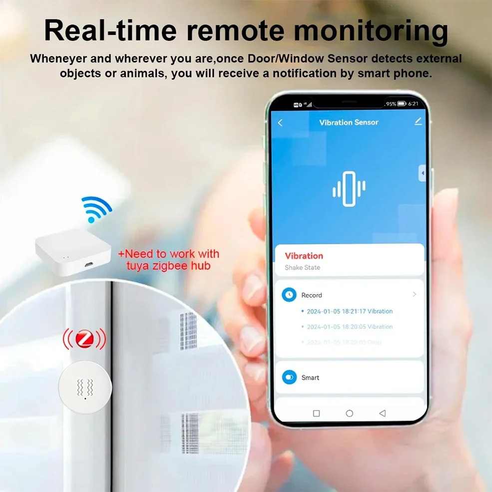 Tuya ZigBee Smart Vibration &  - Home Security System บทวิจารณ์และราคา