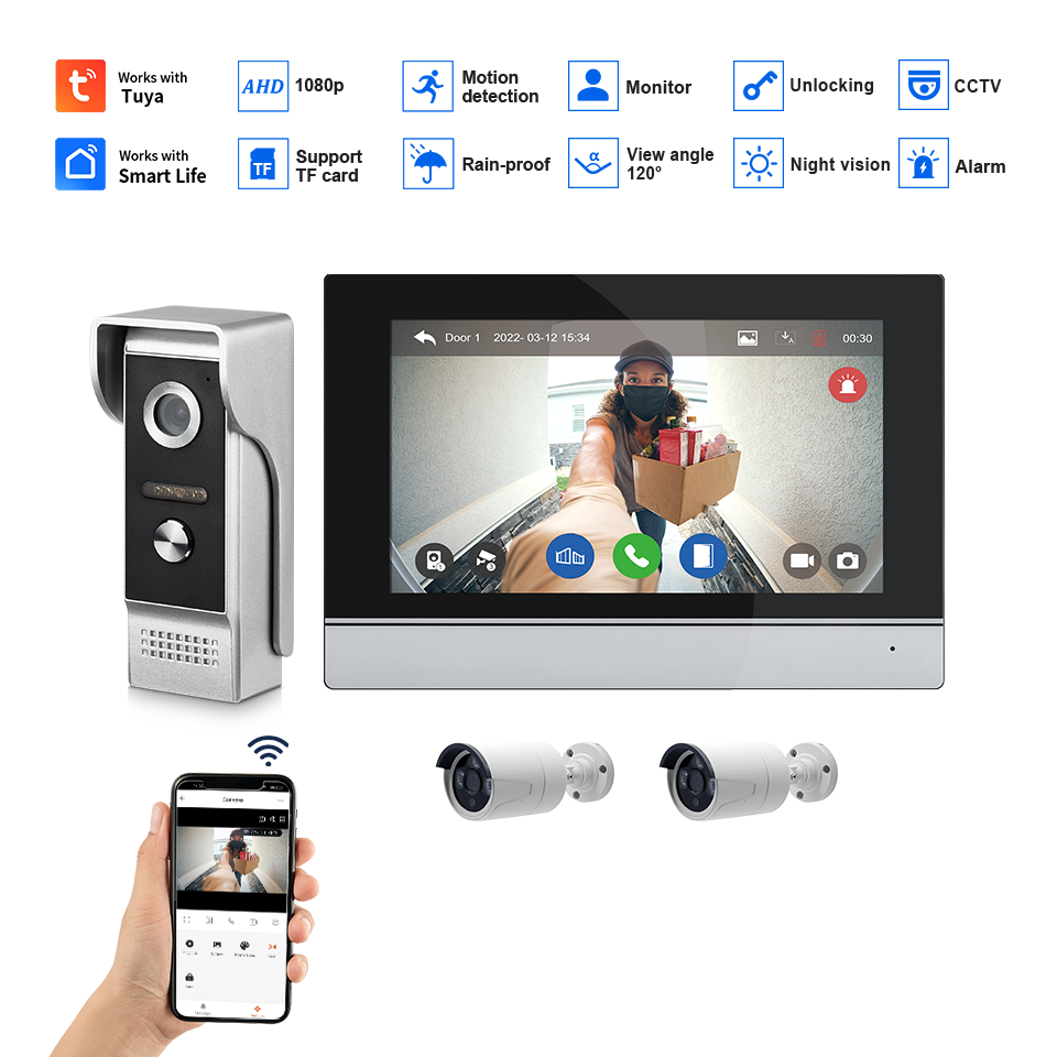 7Inch IPS Screen 2MP  Tuya Rem - Home Security Land บทวิจารณ์และราคา