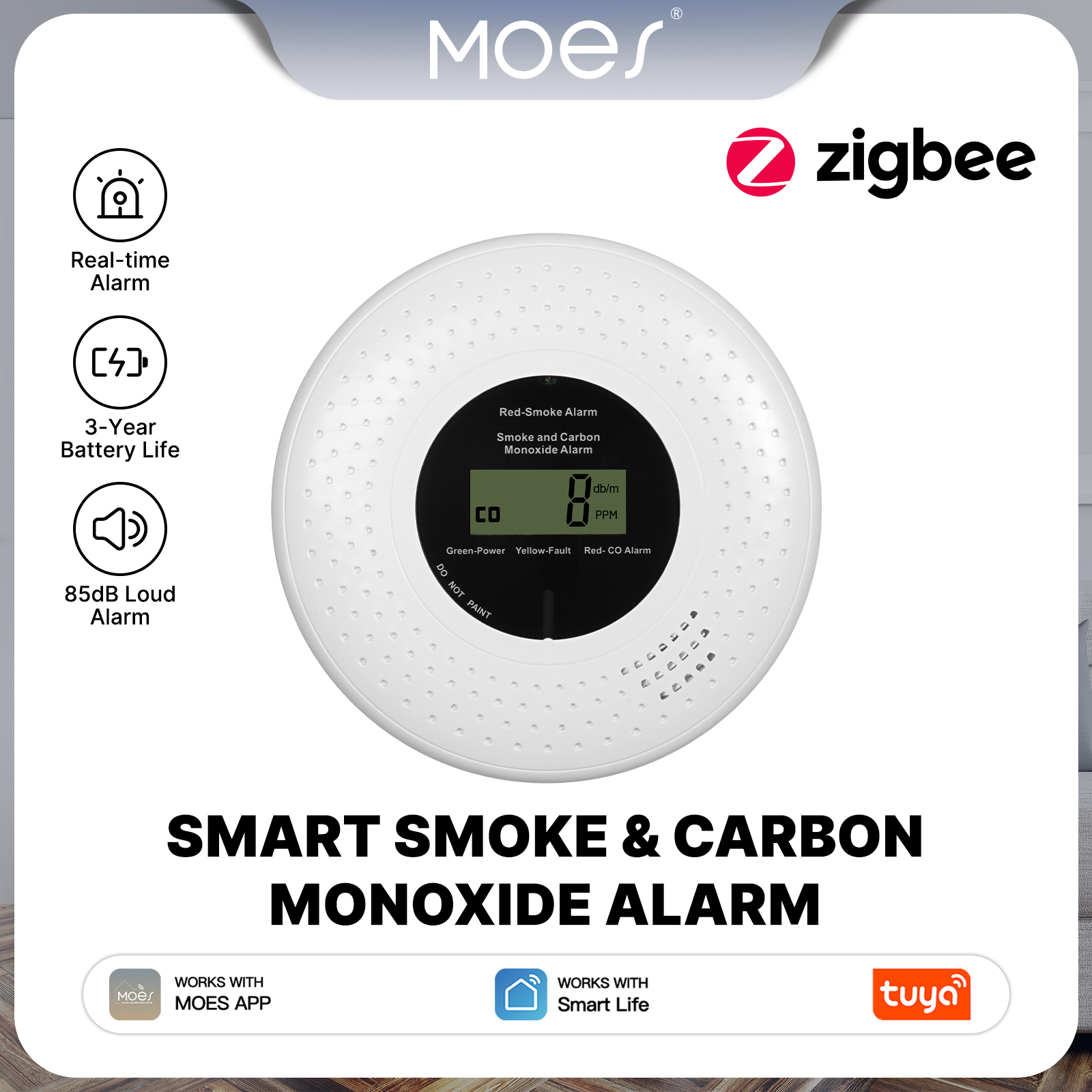 MOES Tuya Zigbee Smart Smoke C - Home Security And Monitoring บทวิจารณ์และราคา